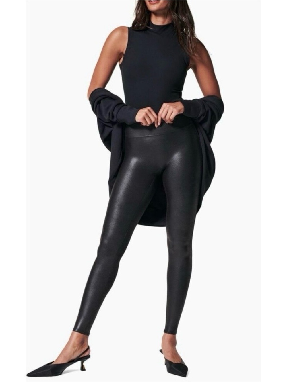 SPANX Black Faux-Leather High-Rise Leggings